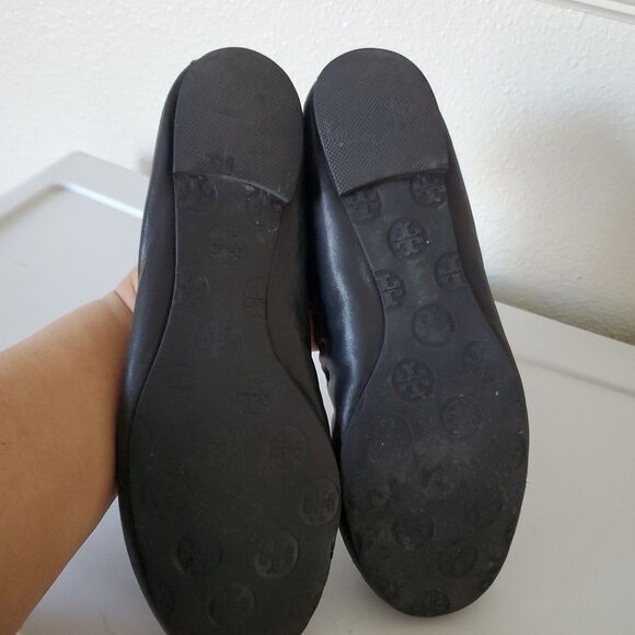 Tory Burch Reese Flat Mestico Black Leather Flat Ballet Tassels Shoes Size 8 /39 - Picture 8 of 15